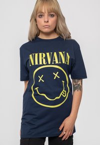 Paradiso Clothing NIRVANA YELLOW SMILEY - Print T-shirt - blue