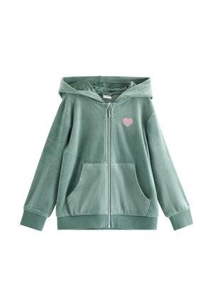 Lindex LINDEX HOODIE IN VELOUR LINDEX - Sweat zippé - light dusty green