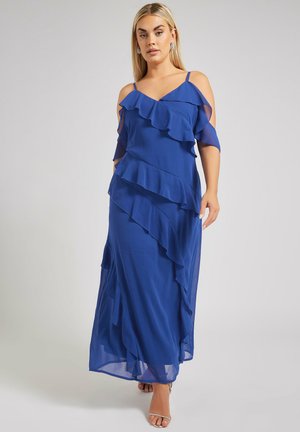 RUFFLE COLD SHOULDER - Maxi dress - navy