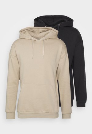 2 PACK - Hoodie - black/ beige