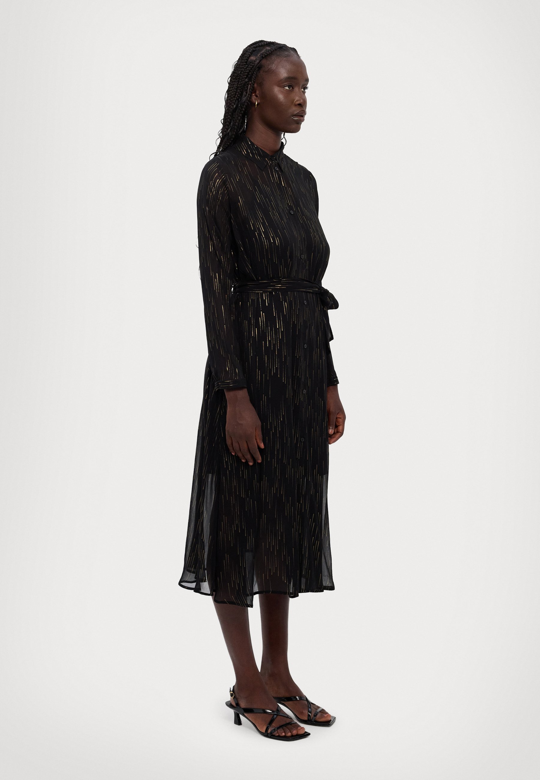 Armani Exchange VESTITO - Shirt dress - black/gold/black - Zalando