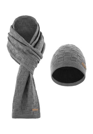 Merino Schal und Mütze im Set  - Scarf - grau