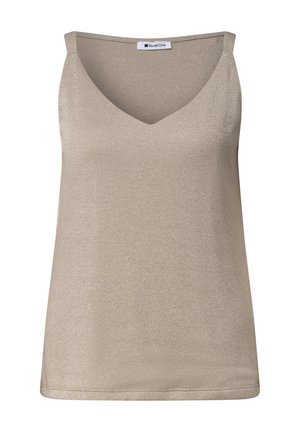Street One, TOP MIT V-NECK UND GLITZERDETAILS - Débardeur - clay sand