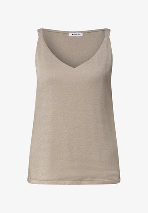 Street One, TOP MIT V-NECK UND GLITZERDETAILS - Débardeur - clay sand