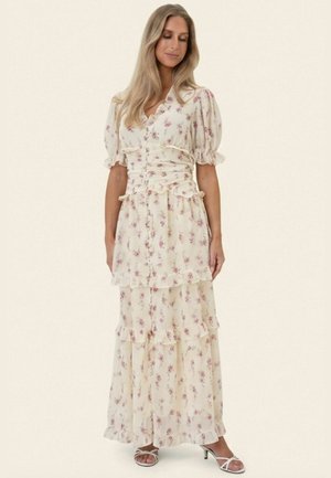 BY IC, ARIELIC LONG DRESS - PINK FLOWER PRINT - Maksikleit - off white vintage rose