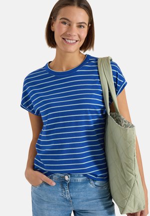 Cecil T-SHIRT MIT RUNDHALS UND STREIFEN - T-shirt con stampa - surf blue