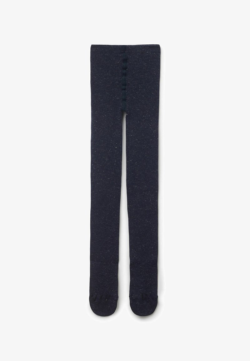 Collant blu navy realizzati in tessuto testurizzato, con una finitura liscia e un dettaglio a bottone sul davanti. Progettati per comfort e flessibilità.