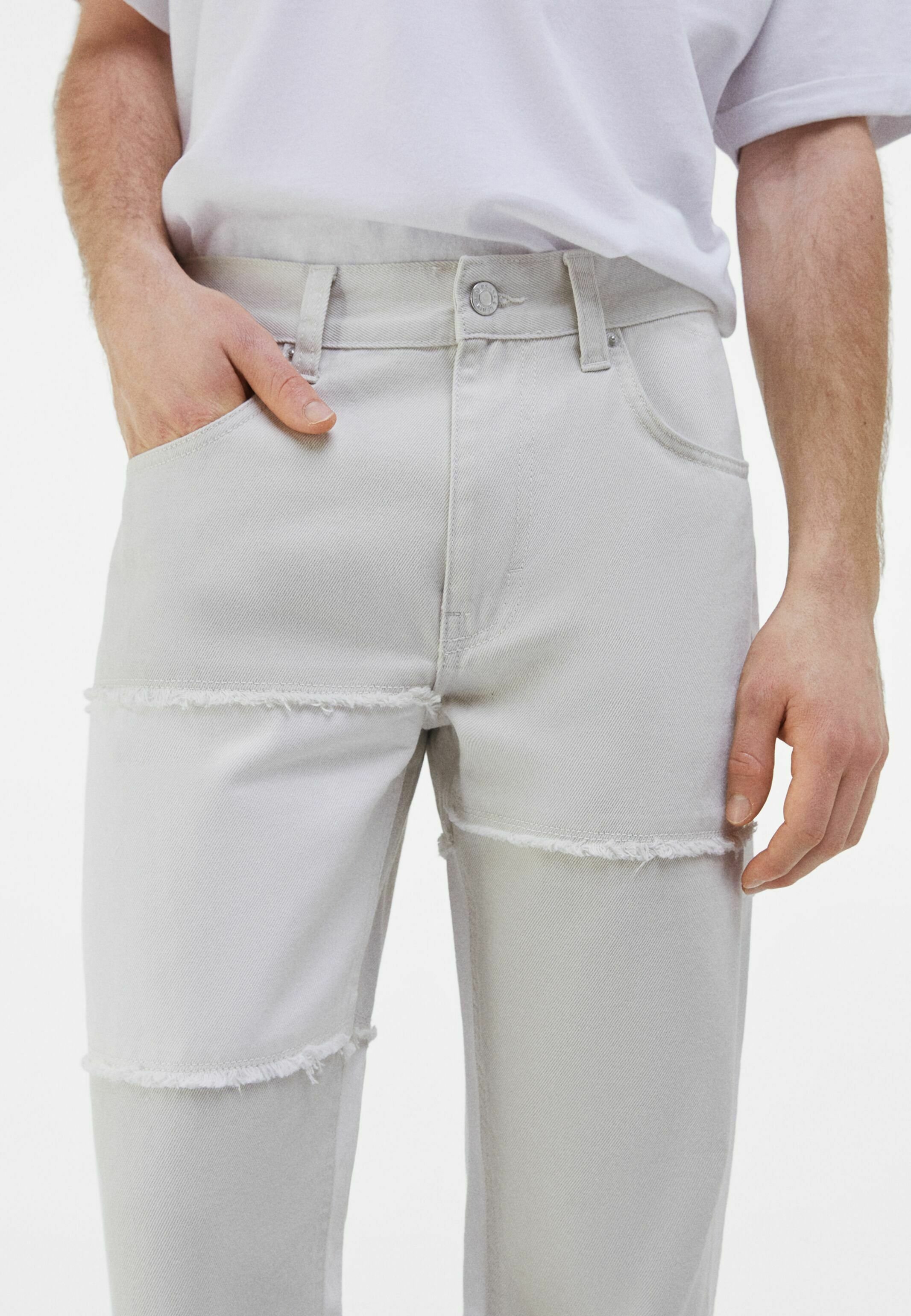 Bershka Straight leg jeans - nude/Nude - Zalando.be
