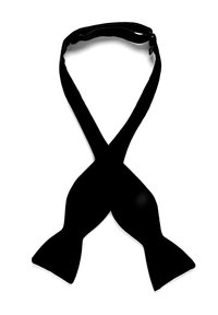 Svart tygfluga med en slät textur och avsmalnande ändar. Utrustad med en ögla för fastsättning, designad för en formell look.