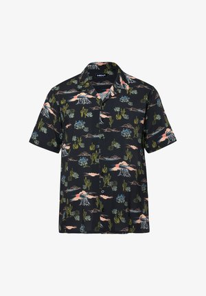 Men Plus, SHIRT, SHORT SLEEVE, ALL-OVER PRINT, CUBA COLLAR, CUBA FIT, UP TO 8 XL - Hemd - black