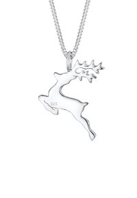 Sølv renhjort vedhæng, 925 sterling sølv, glat design med detaljerede gevir, fastgjort til en delikat kæde.