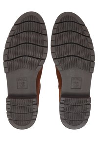 Sole in suede marrone con un battistrada in gomma, testurizzato. Presenta un'impronta del logo che dice "ara High Soft" sul tallone.