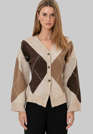 KARMA ARGYLE - Kardigán - beige