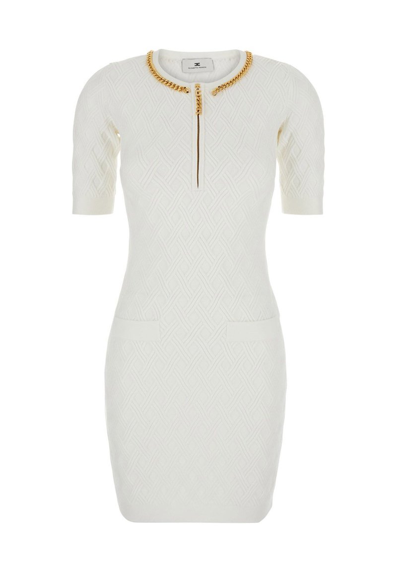 Elisabetta Franchi MINI CON DETTAGLIO GIOIELLO - Shift dress - bianco/off- white - Zalando