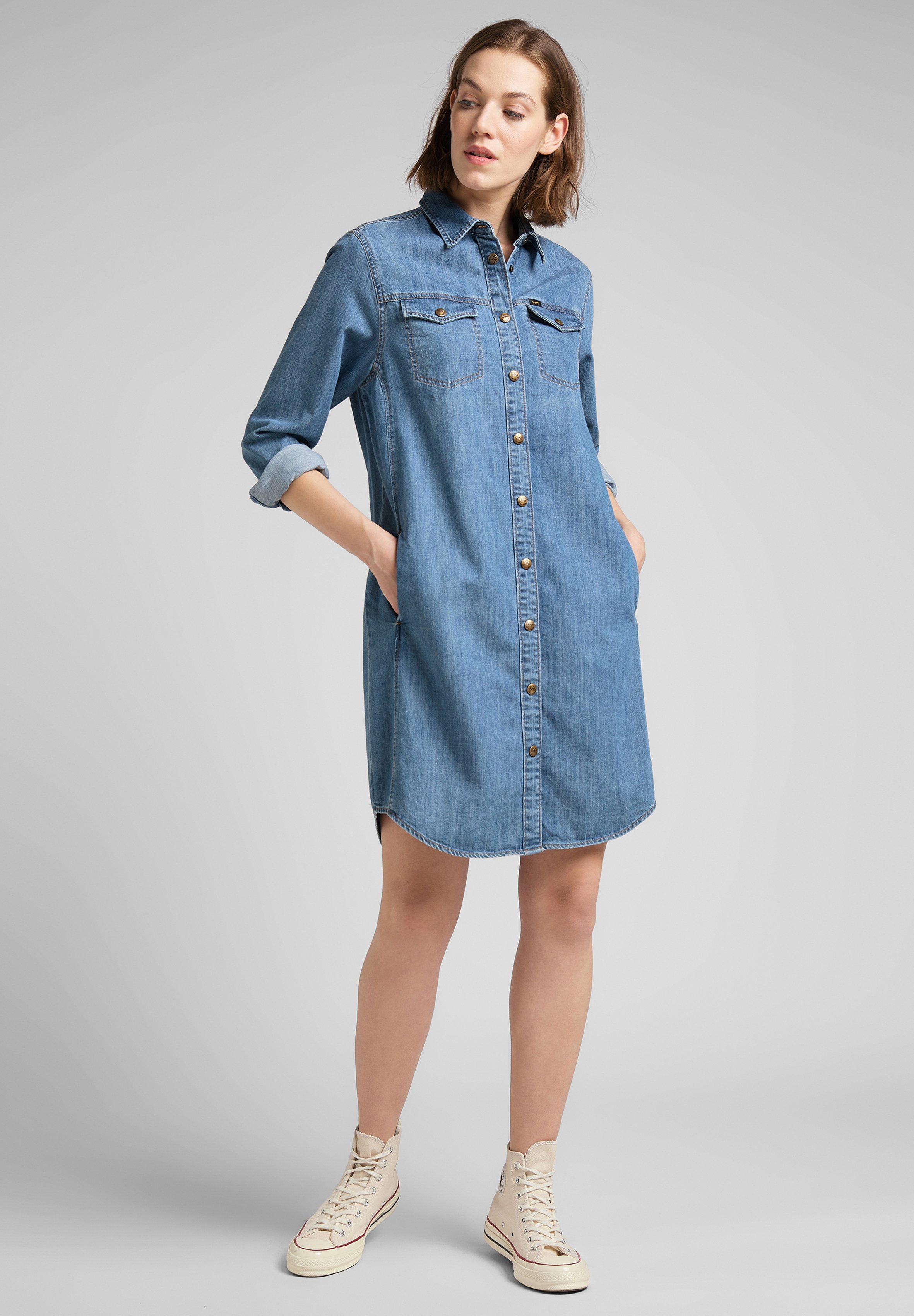 Lee Denim dress - mid stone/raw denim 