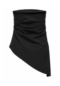 Mustmustekanga, millel on kogutud tekstuur, asümmeetriline vorm ja sile pind. Ideaalne mitmekesiste stiilide ja igapäevaseks kandmiseks.