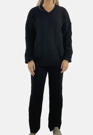 SET - Strickpullover - schwarz