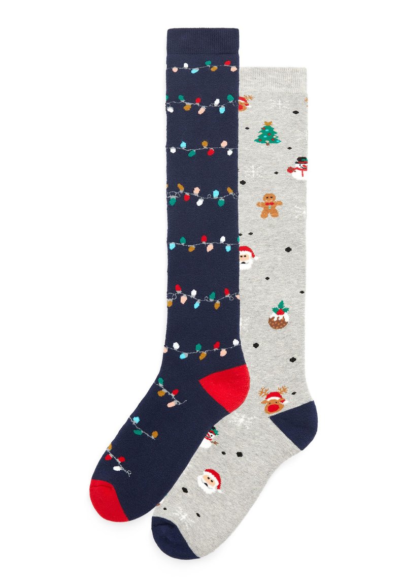 Next CHRISTMAS KNEE HIGH WELLY SOCKS 2 PACK Podkolenky blue/modrá