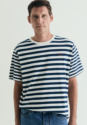 Scalpers MIXED STRIPED TEE - T-Shirt print - dark blue
