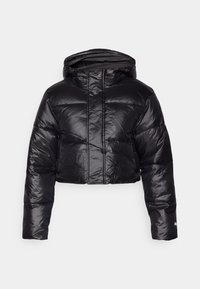 ESSENTIAL CROPPED HOODED PUFFER - Winter jacket - black shine