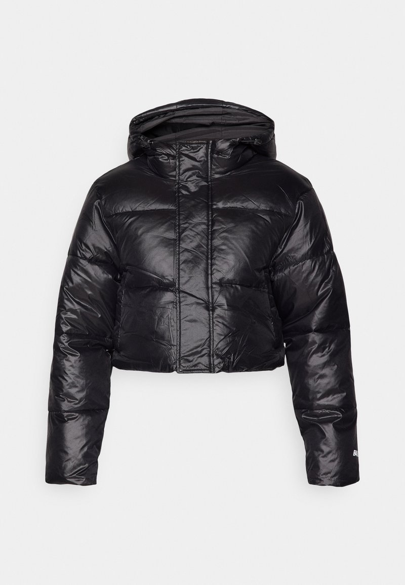 Fabletics ESSENTIAL CROPPED HOODED PUFFER - Winter jacket - black shine ...