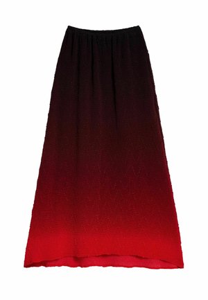 Pikk seelik mustast punaseni üleminuva värvitooniga. Tekstuuriga kangas, millel on siksakmustrit. Mugavaistmiseks elastse vöökohaosaga.