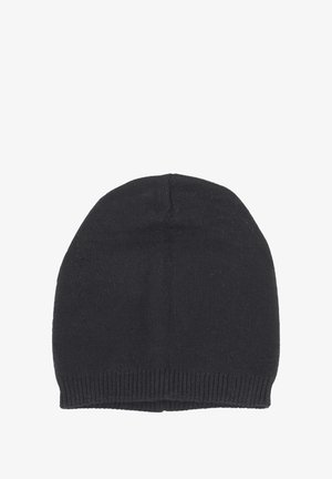 Berretto di maglia nero con una corona arrotondata, tessuto testurizzato e una fascia a coste nella parte inferiore per una vestibilità aderente.