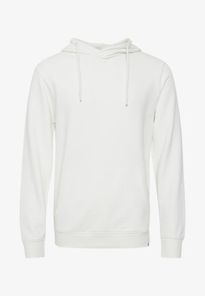 Witte hoodie gemaakt van zachte katoen. Voorzien van een capuchon met trekkoord, een vooraanstaande kangaroo zak en ribgebreide manchetten en onderkant. Eenvoudig en functioneel ontwerp.