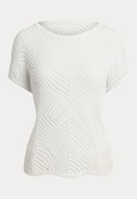 Geo Motif Mesh Short Sleeve Jumper - T-paita - white