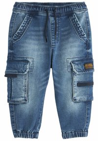 Next - COMFORT CARGO JEANS - Džinsi ar pakāpeniski sašaurinātiem galiem - mid blue denim Miniatūras attēls 1