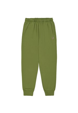 Pantaloni da jogging verde oliva realizzati in tessuto morbido, con una cintura elastica, polsini a coste e un piccolo logo ricamato sull'anca.