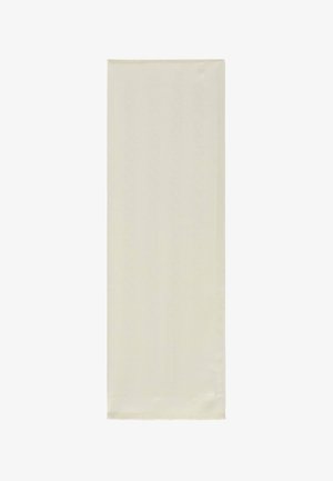 Tissu rectangulaire de couleur crème avec une texture lisse, plié à plat sur un fond blanc.