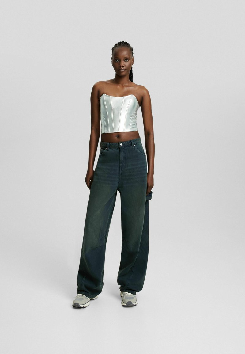 Bershka Blouse zilverkleurig