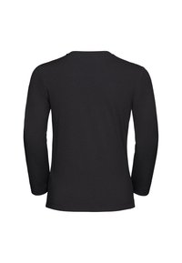 Zwarte longsleeve t-shirt van zacht katoen, met een ronde hals, rechte snit en minimale naden voor een soepele afwerking.