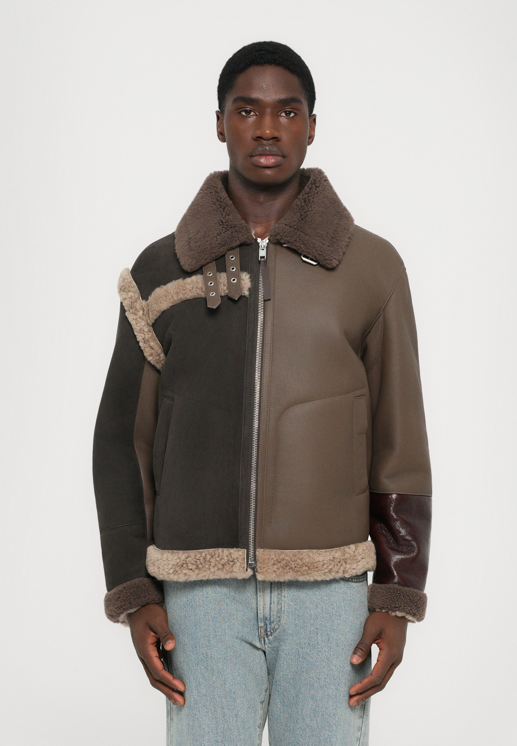 MOSCHINO CITY ESCAPE - Leather jacket - brown/multi-coloured/brown
