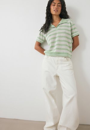 COLLAR SHORT SLEEVE - Polokošeľa - green stripe