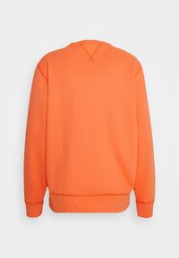 Orange sweatshirt med avslappnad passform, mjukt bomullstyg, ribbade ärmslut och nederkant, samt en enkel design på baksidan utan några mönster eller grafik.