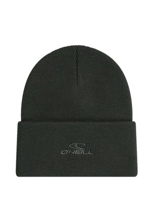 Zwarte gebreide muts met omslag en geborduurd O'Neill-logo aan de voorkant in het midden.