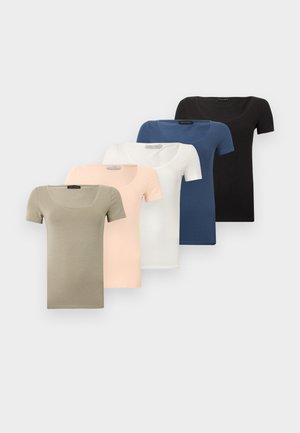 5 PACK - Paprasti marškinėliai - blanc de blanc/cameo rose/shadow/dark denim/black