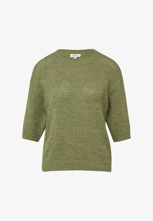 Pull vert à manches courtes en maille avec poignets, ourlet et col rond côtelés de la marque s.Oliver en taille médium.