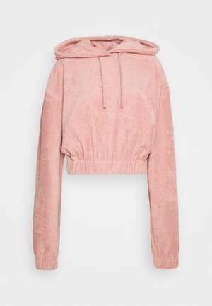 OVERSIZED CROPPED TOWELLING HOODIE - Hoodie - light pink
