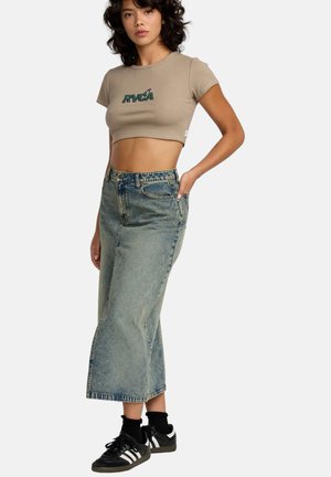 MIDI - Jeansskjørt - dusty blue wash
