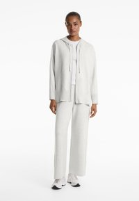OYSHO HOODED LONG KNIT - Kardigán - mottled light grey