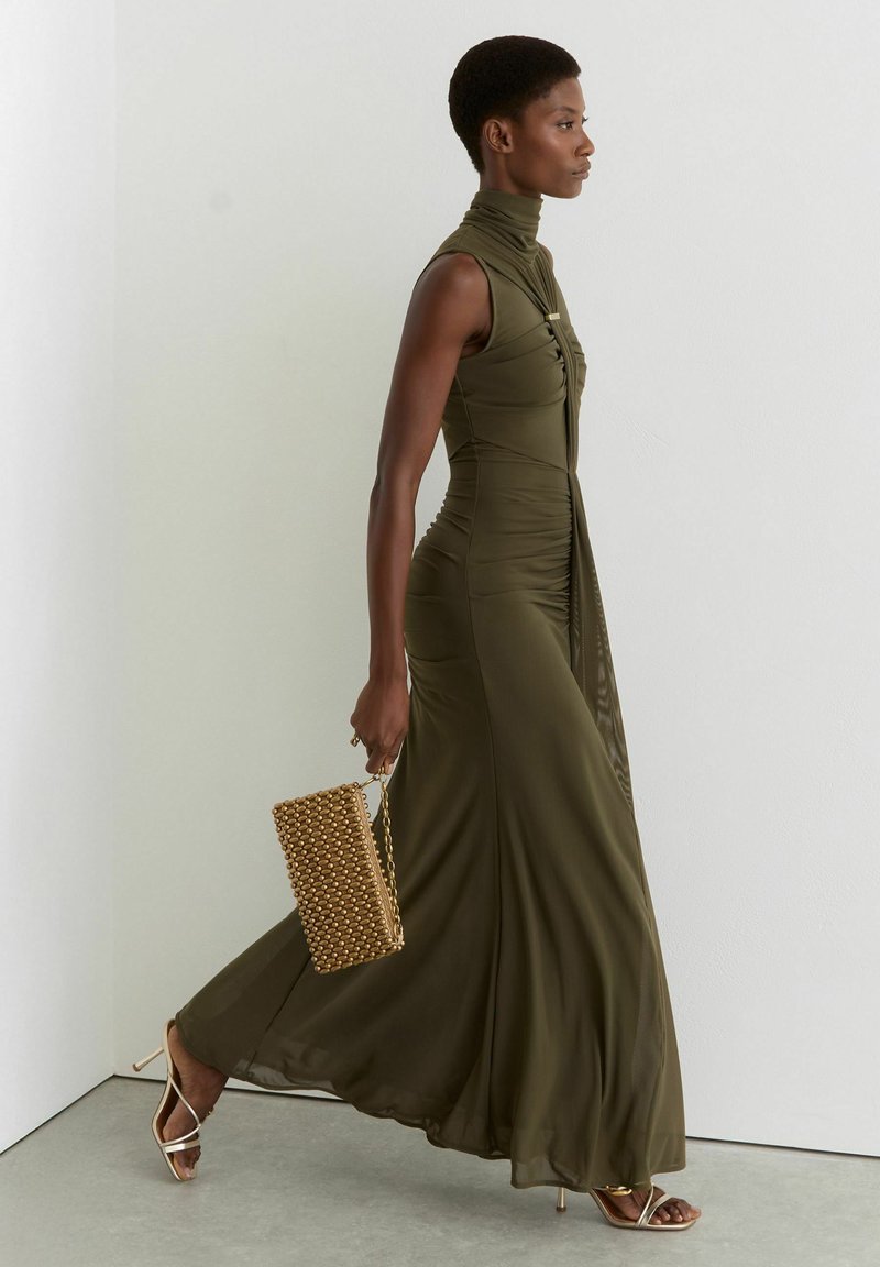 reiss green maxi dress REGULAR FIT - COLETTE RUCHED SLEEVELESS . - Maxi dress - khaki green/green AI图