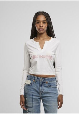 APPLIQUE CRYSTAL V NOTCH  LS - Long sleeved top - white