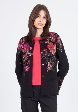 JACQUARD FURNISHING FLORALS PATTERN - Kardigán - chocolate black