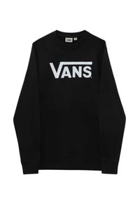 Felpa nera a girocollo in cotone, con un grande logo bianco "VANS" stampato sul petto. Maniche lunghe con polsini e orlo a costine.