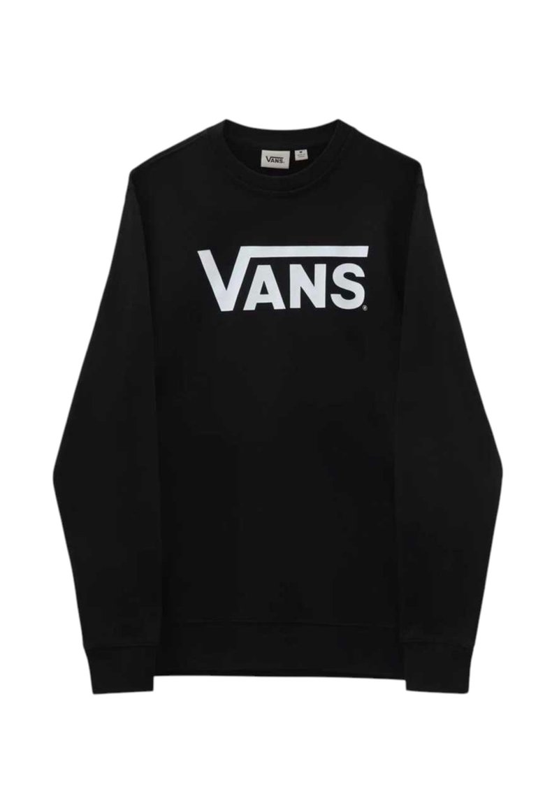Felpa nera a girocollo in cotone, con un grande logo bianco "VANS" stampato sul petto. Maniche lunghe con polsini e orlo a costine.