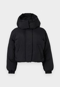 HOODED CROPPED PUFFER - Winterjas - black