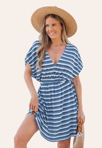 Cupshe BREEZY STRIPED WRAP - Robe de jour - blue